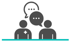 Infographic of two people with speech bubbles above